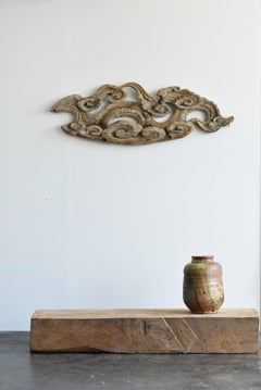 Japanese Temple and Shrine Antique Wood Carving / Cloud Design / Wabi-Sabi Art