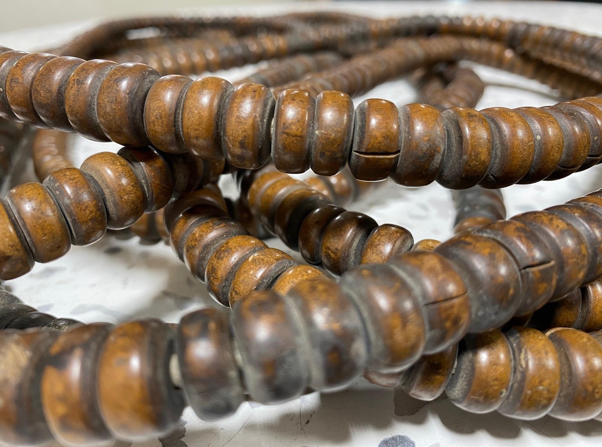 Wood Japanese Temple Buddhist Monk Samurai Juzu Prayer Beads Mala Rosary Necklace For Sale