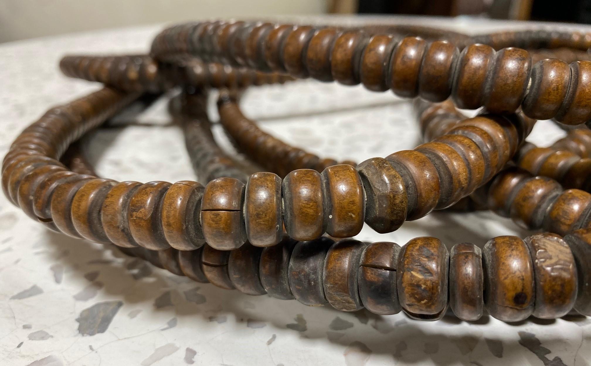 19th Century Japanese Temple Buddhist Monk Samurai Juzu Prayer Beads Mala Rosary Necklace For Sale