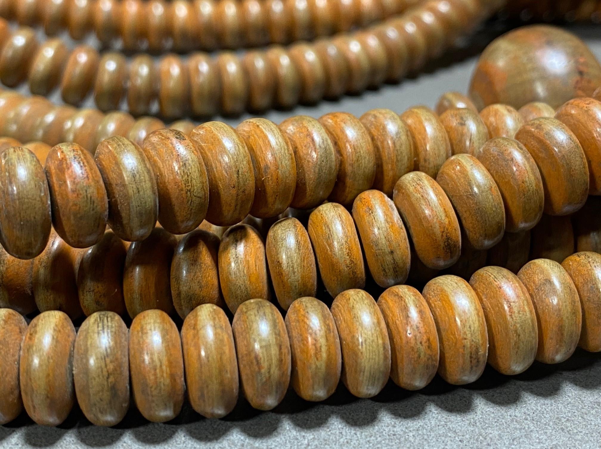 Hand-Carved Japanese Temple Shrine Buddhist Monk Juzu Prayer Beads Mala Rosary Necklace