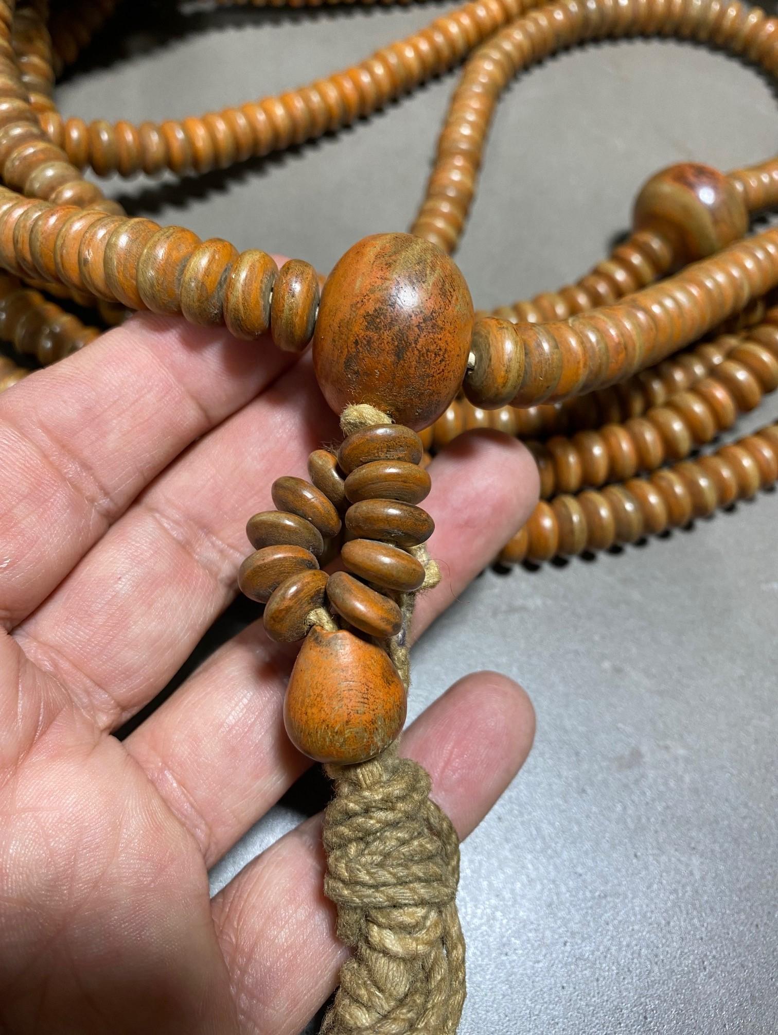 19th Century Japanese Temple Shrine Buddhist Monk Juzu Prayer Beads Mala Rosary Necklace