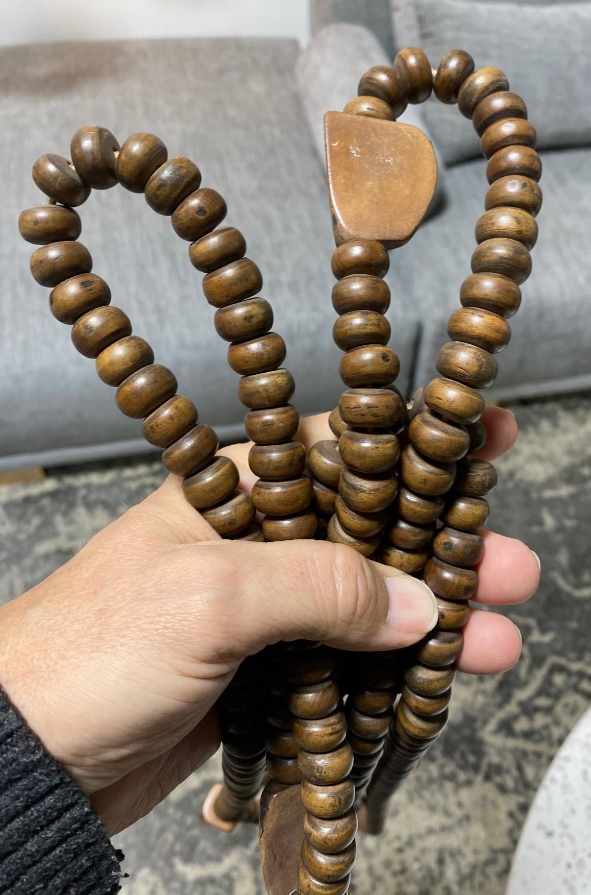 Japanese Temple Shrine Buddhist Monk Juzu Prayer Wood Beads Mala Rosary Necklace For Sale 1