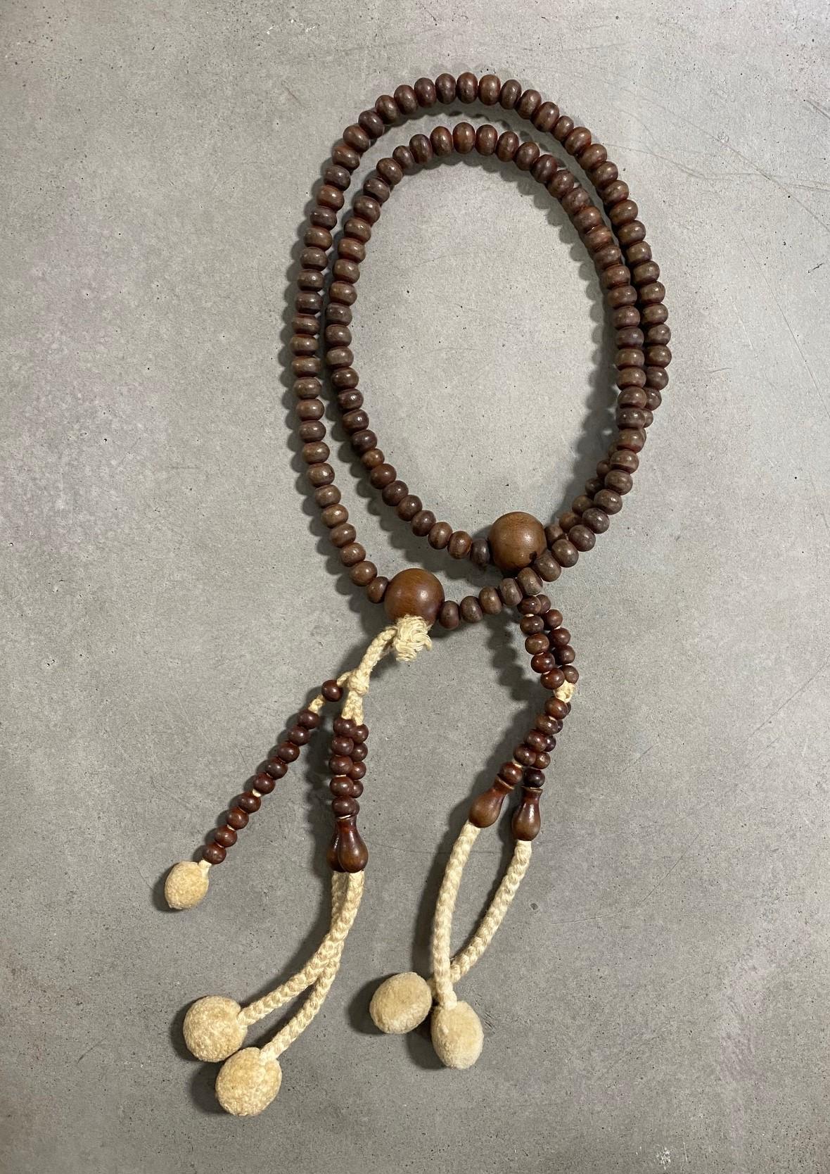 Japanese Temple Shrine Buddhist Monk Juzu Prayer Wood Beads Mala Rosary Necklace For Sale 2