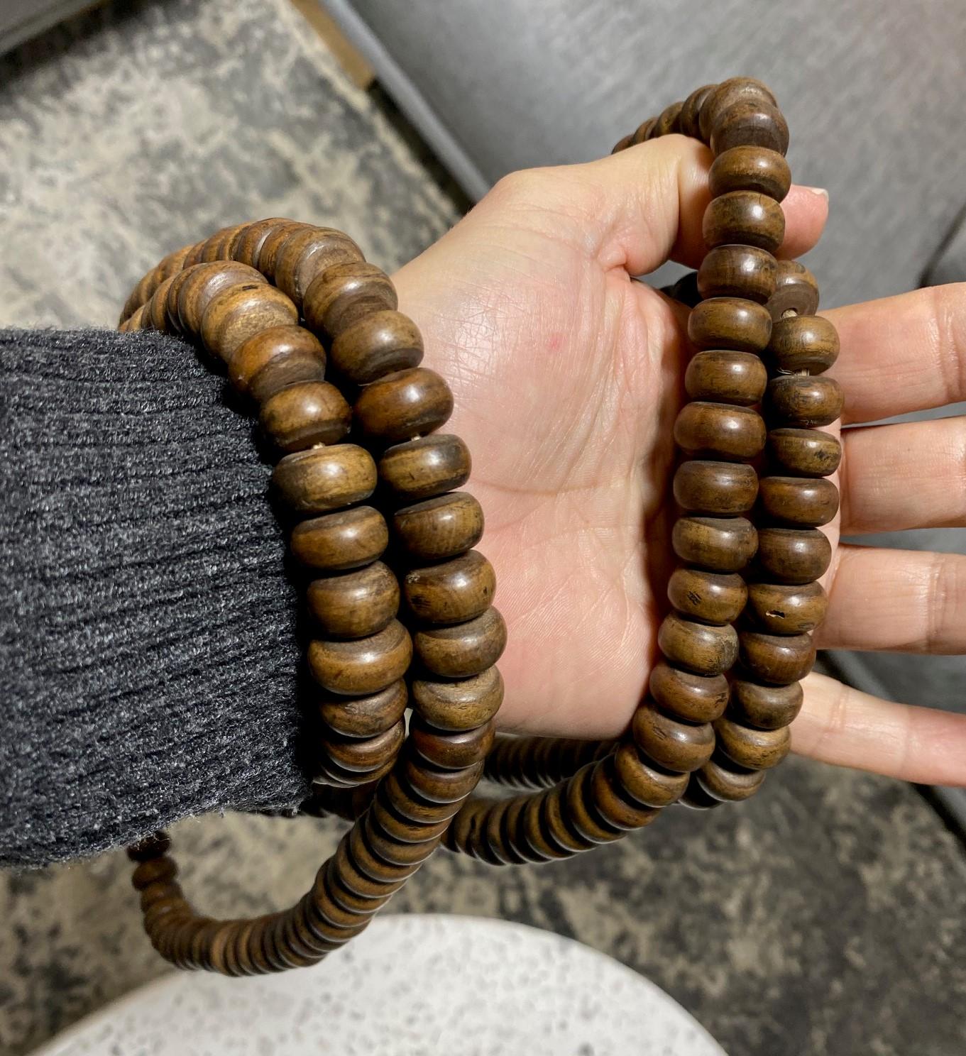 Japanische Tempelschrein Buddhistische Monk Juzu Gebetsholz Perlen Mala Rosary Halskette im Angebot 4