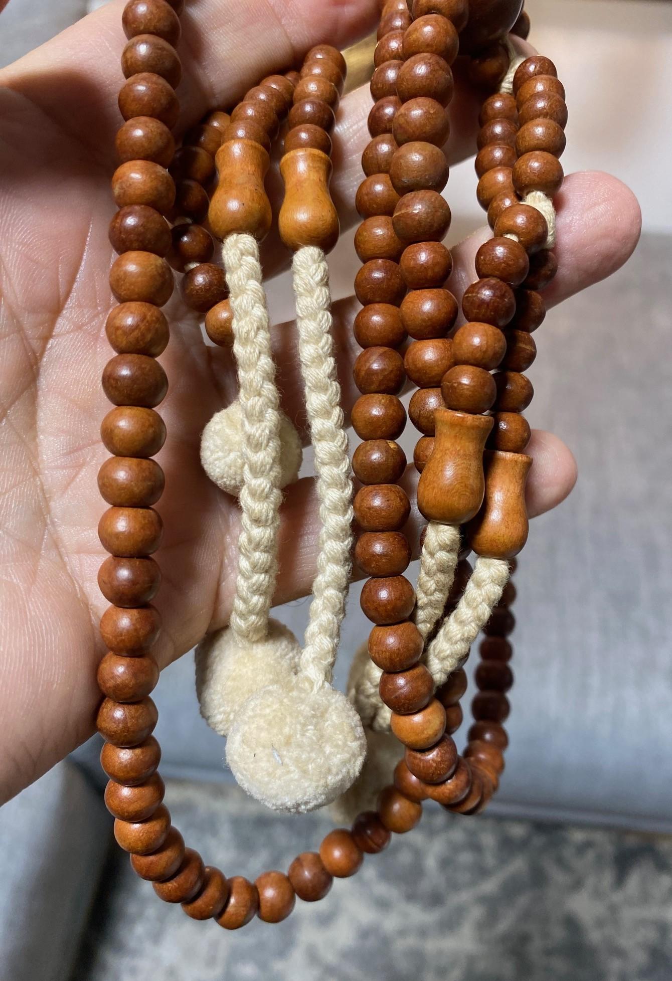 Japanese Temple Shrine Buddhist Monk Juzu Prayer Wood Beads Mala Rosary Necklace For Sale 2