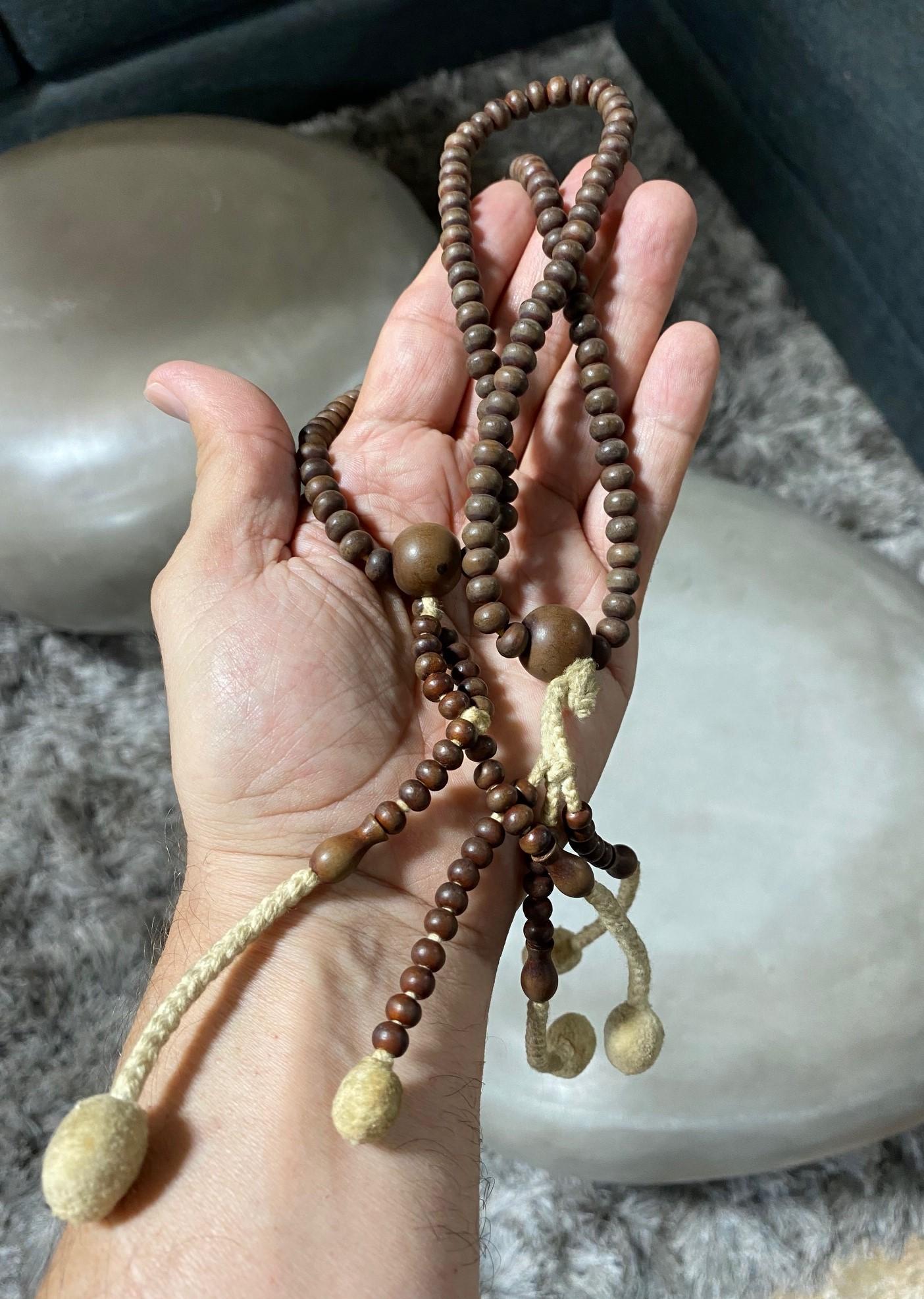Japanische japanische Tempelschrein Buddhistische Monk Juzu Gebets-Holzperlen Mala Rosary Halskette im Angebot 6