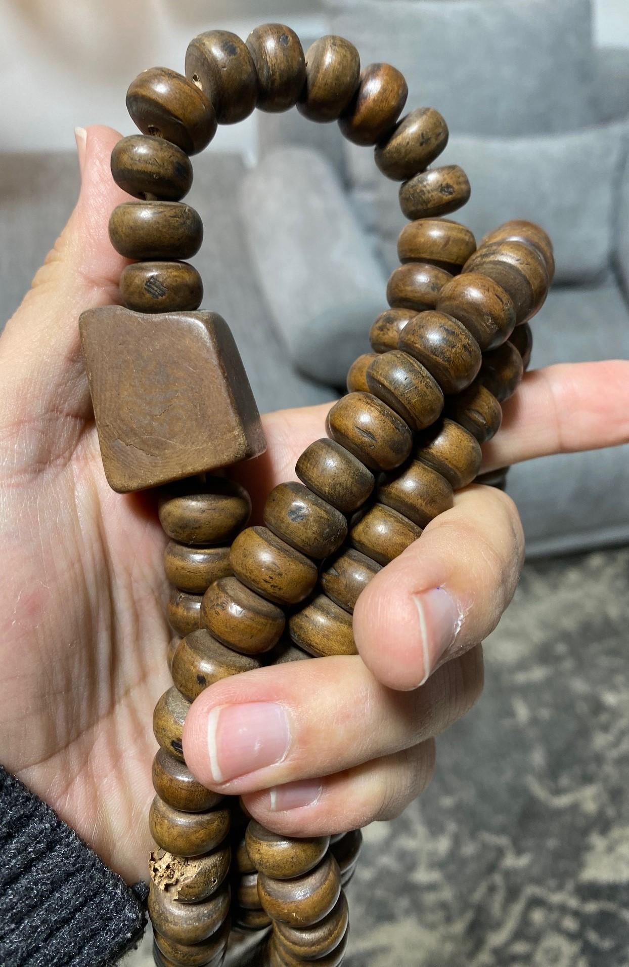 Japanese Temple Shrine Buddhist Monk Juzu Prayer Wood Beads Mala Rosary Necklace For Sale 3