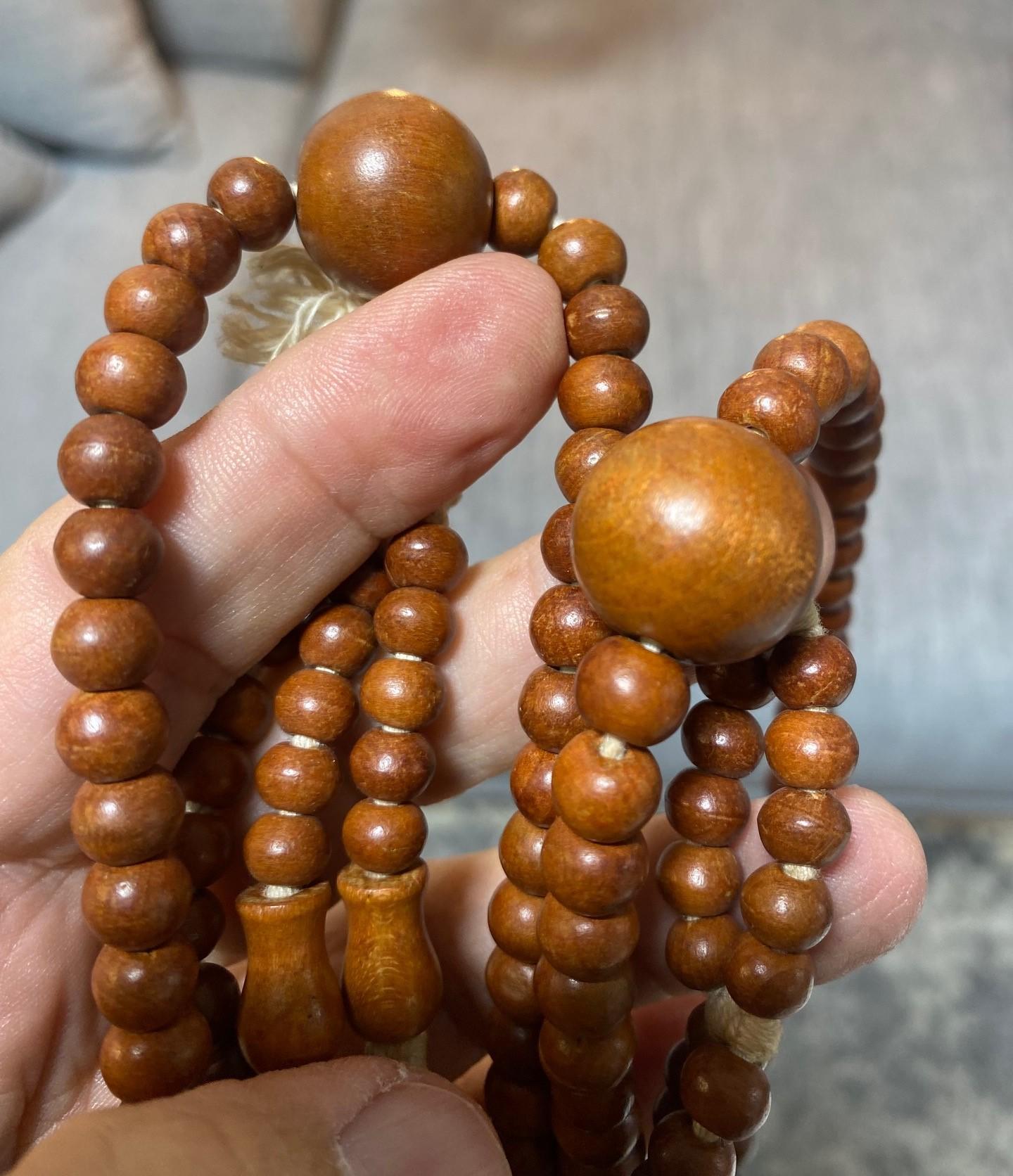 Japanese Temple Shrine Buddhist Monk Juzu Prayer Wood Beads Mala Rosary Necklace For Sale 3