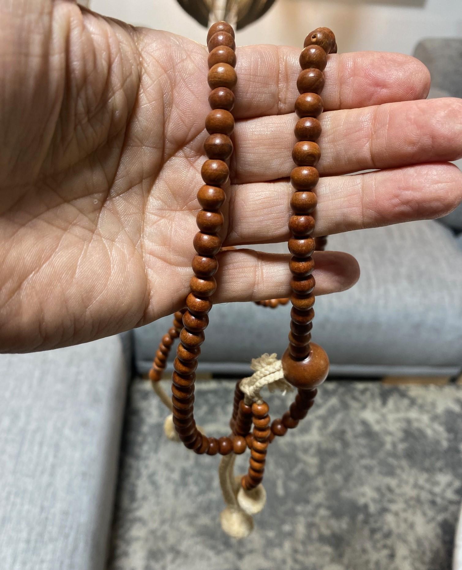 Japanese Temple Shrine Buddhist Monk Juzu Prayer Wood Beads Mala Rosary Necklace For Sale 4