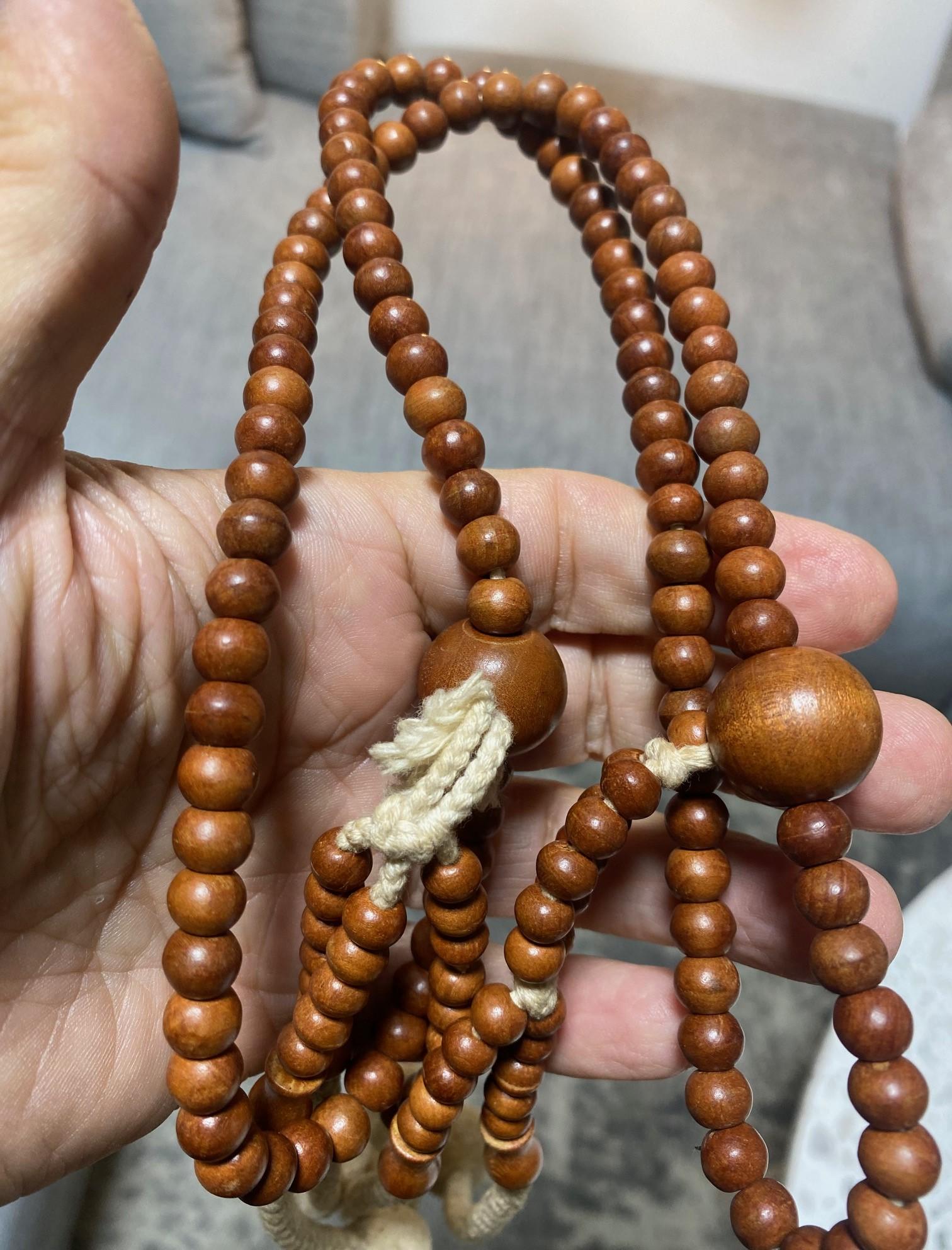 Japanische japanische Tempelschrein Buddhistische Monk Juzu Gebets-Holzperlen Mala Rosary Halskette im Angebot 9