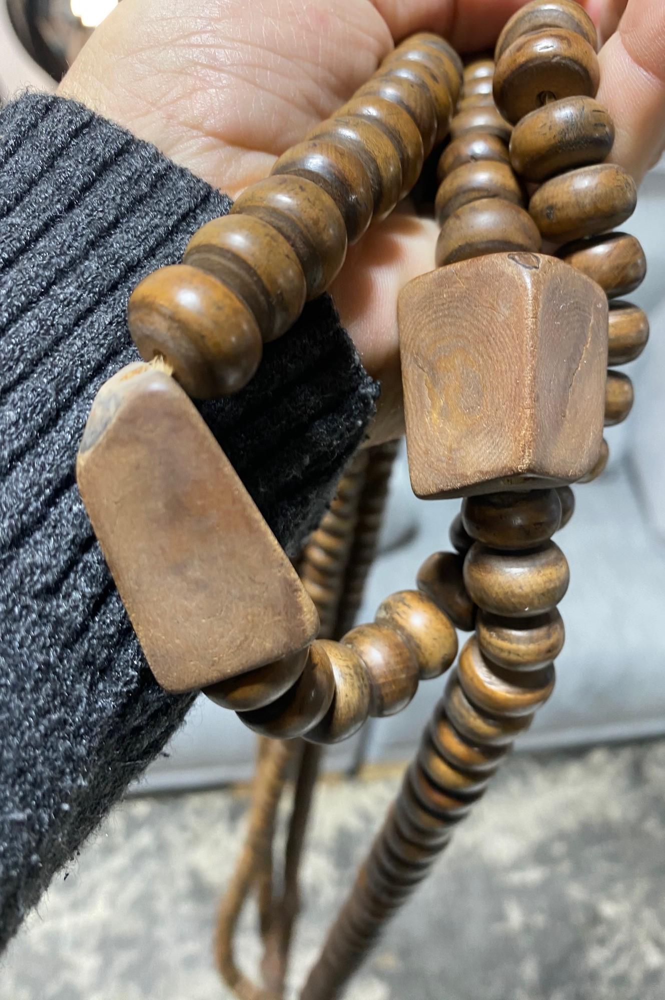 Japanese Temple Shrine Buddhist Monk Juzu Prayer Wood Beads Mala Rosary Necklace For Sale 7