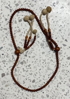 Japanese Temple Shrine Buddhist Monk Juzu Prayer Wood Beads Mala Rosary Necklace