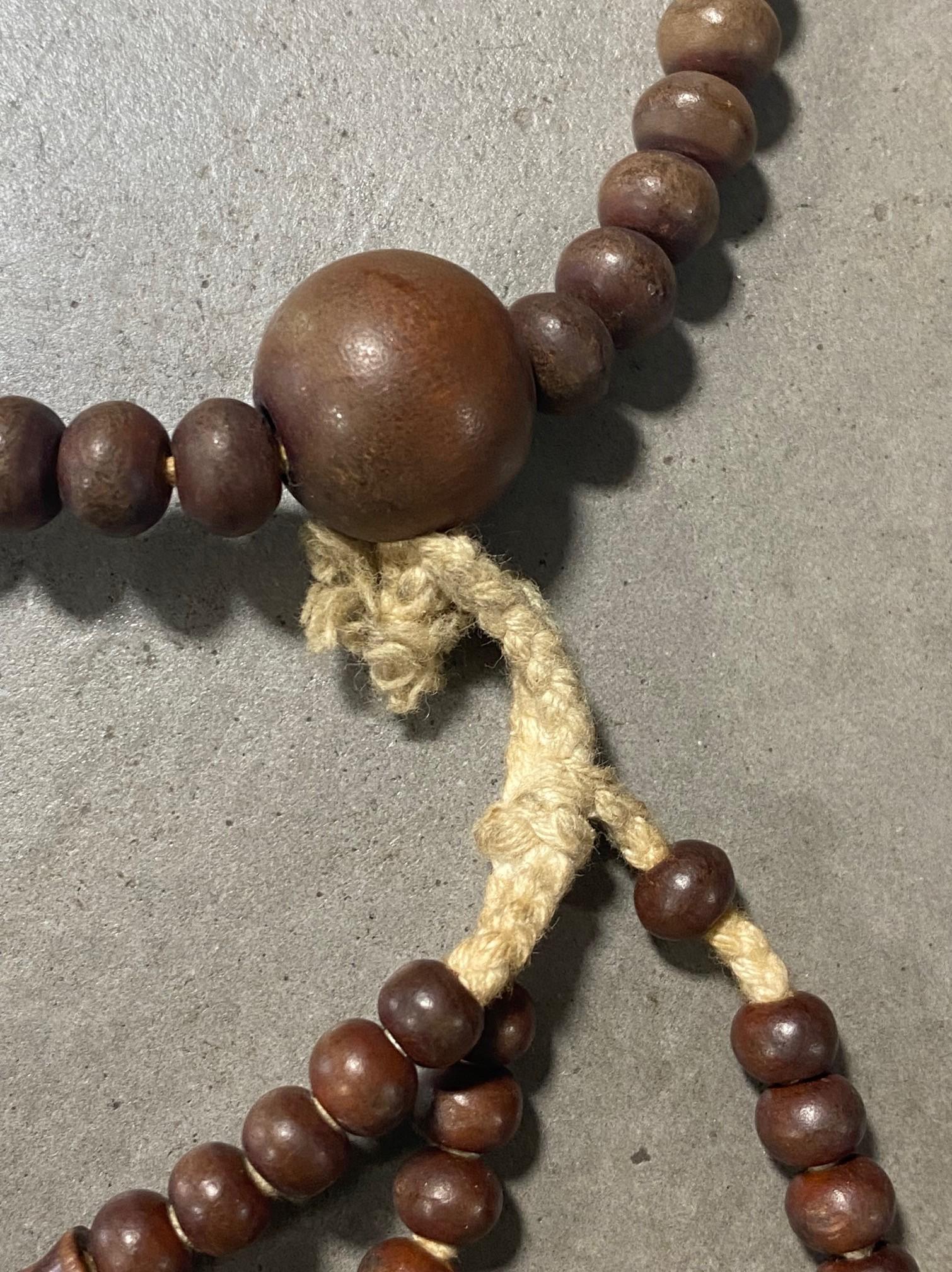 Showa Japanese Temple Shrine Buddhist Monk Juzu Prayer Wood Beads Mala Rosary Necklace For Sale