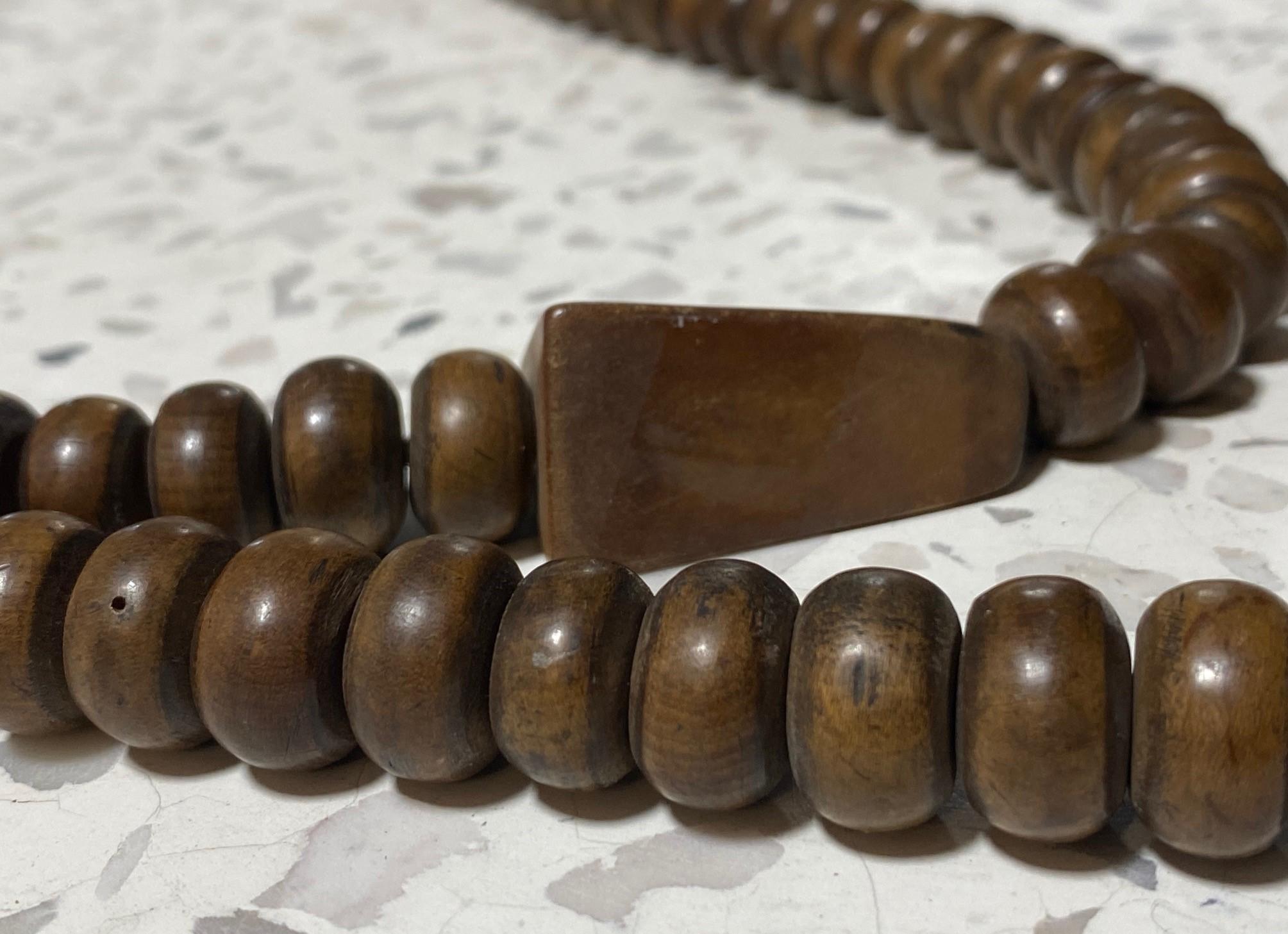 Meiji Japanese Temple Shrine Buddhist Monk Juzu Prayer Wood Beads Mala Rosary Necklace For Sale