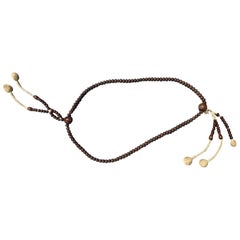 Japanese Temple Shrine Buddhist Monk Juzu Prayer Wood Beads Mala Rosary Necklace