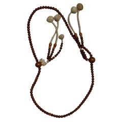 Japanese Temple Shrine Buddhist Monk Juzu Prayer Wood Beads Mala Rosary Necklace