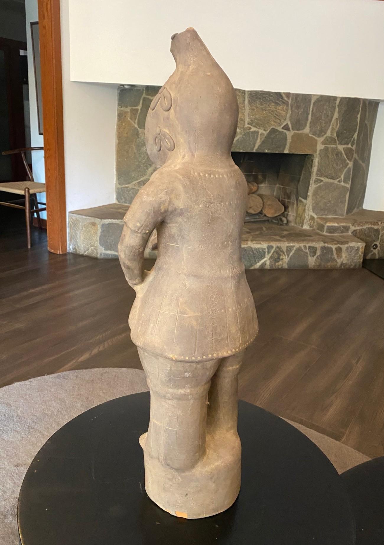 Scultura funeraria di guerriero Haniwa in terracotta giapponese del VI secolo in vendita 3