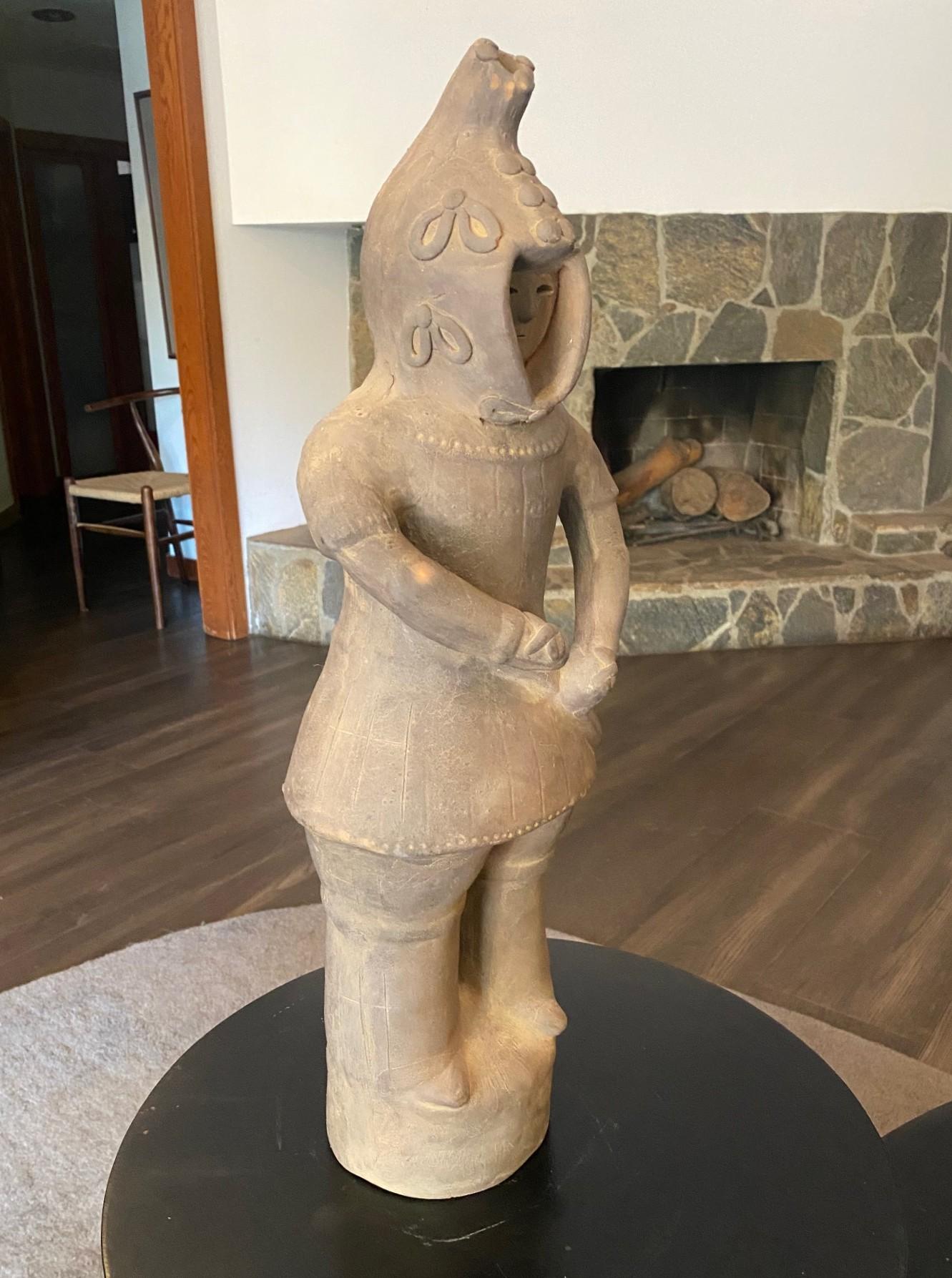 Scultura funeraria di guerriero Haniwa in terracotta giapponese del VI secolo in vendita 7