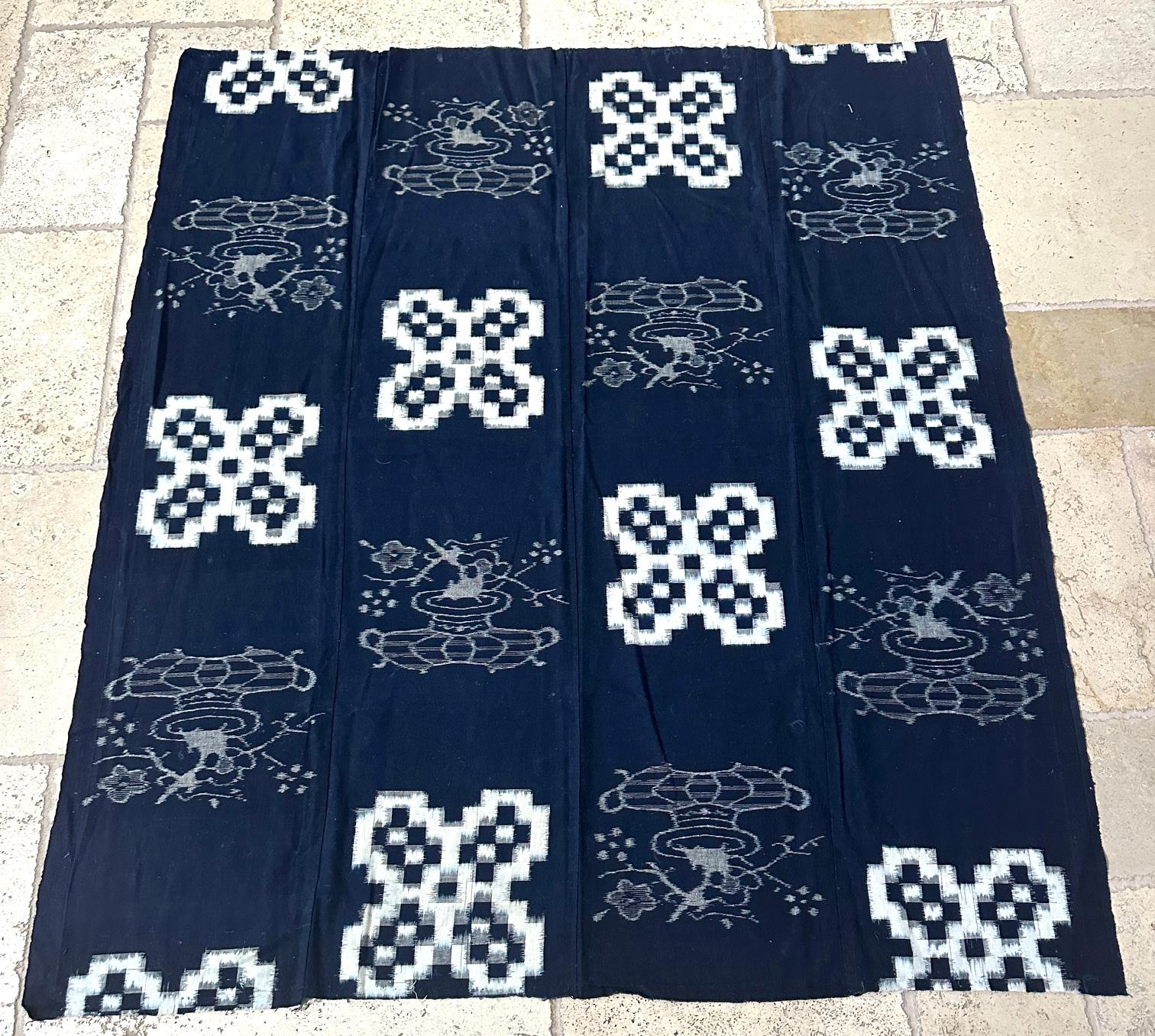 Japanese Textile Panel Double Ikat Kasuri Futon Cover For Sale 4