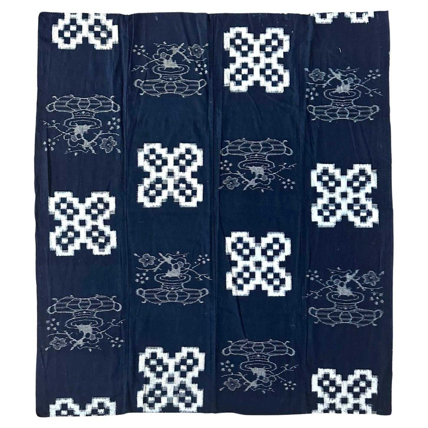 Japanese Textile Panel Double Ikat Kasuri Futon Cover For Sale