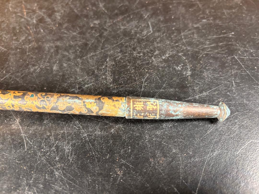 Japanese Three Antique Gilt Pipes Kiseru Rare Find From Kyoto 3