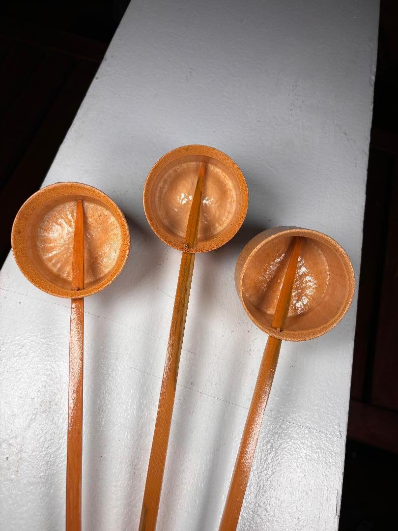 Japonais Trois louches d'eau japonaises en bambou authentiques 
