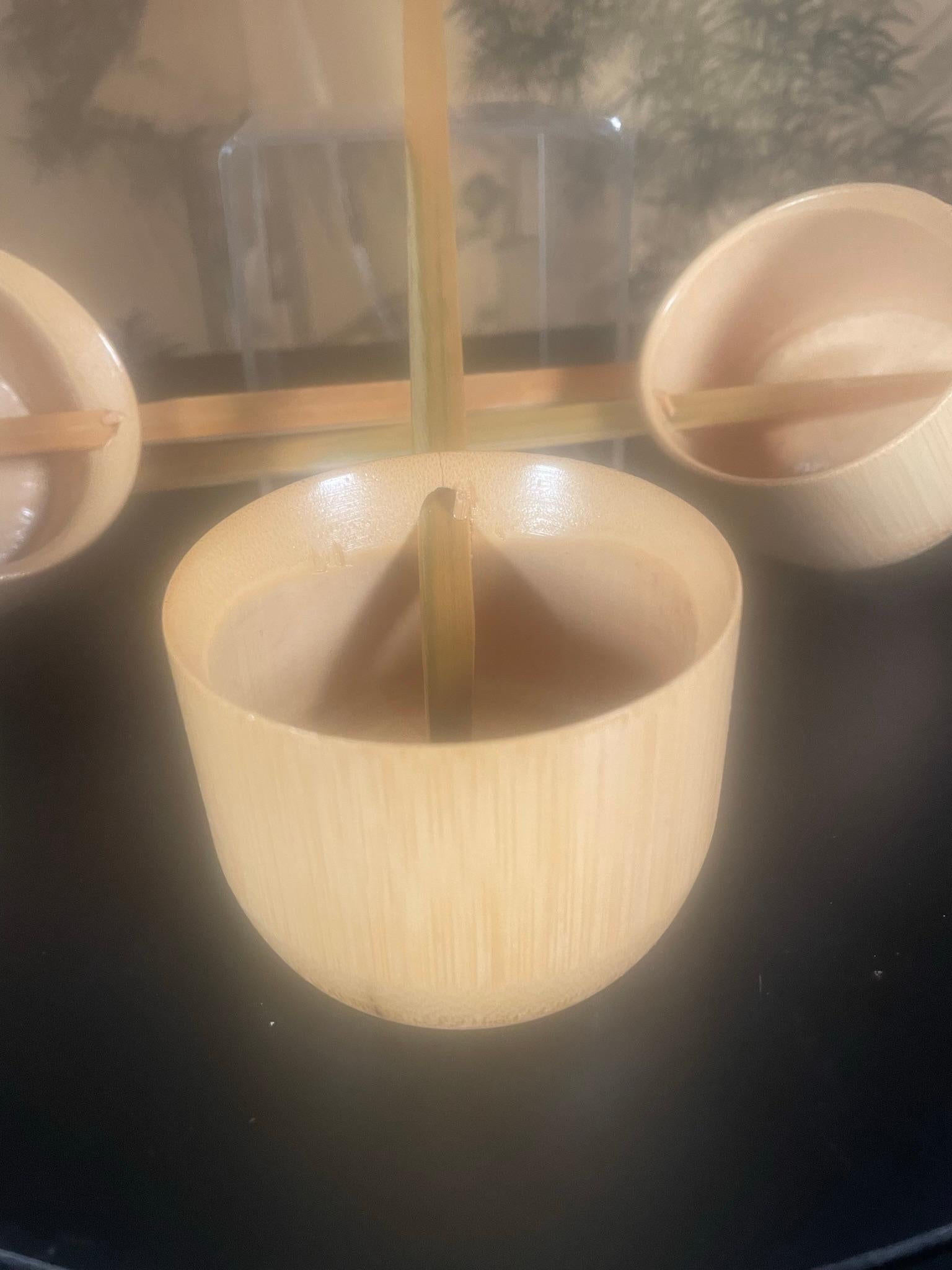 Japanische drei authentische Bambus-Wasserlaschen „Hishaku“ in handgefertigter Qualität (Holz) im Angebot