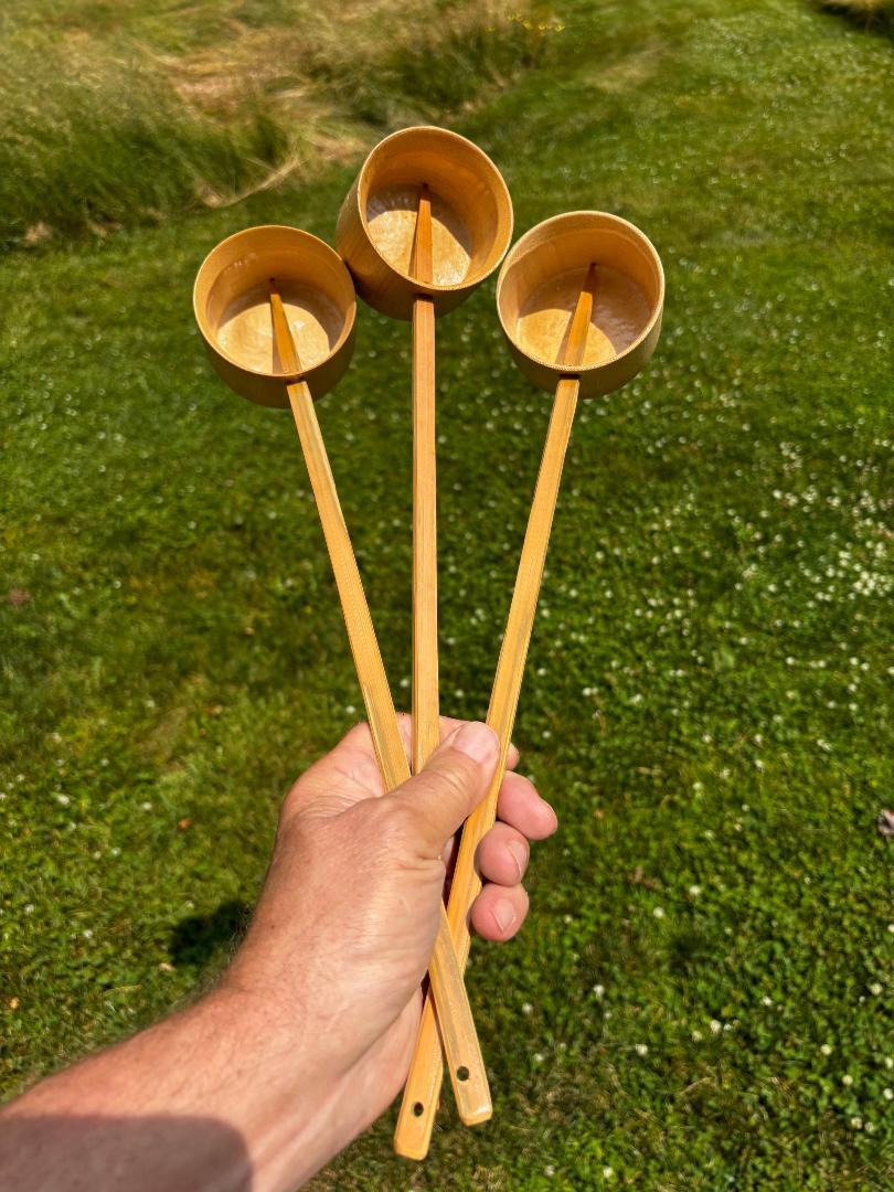 Trois louches d'eau japonaises en bambou authentiques 