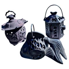 Japanese Three Old Antique Garden Lanterns Special Buy