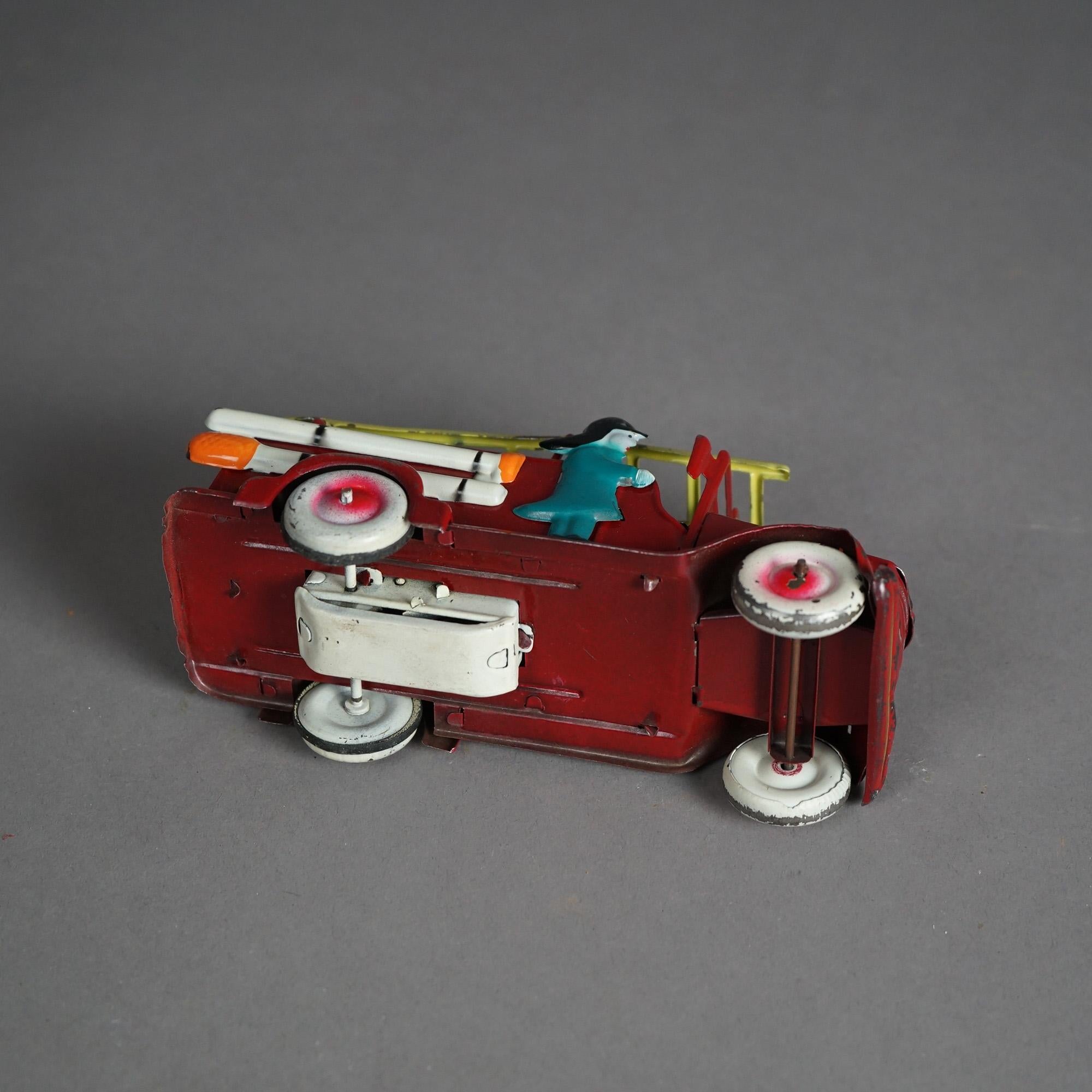 Japanese Tin Litho Toy Fire Engine In The Original Box Circa 1950 7