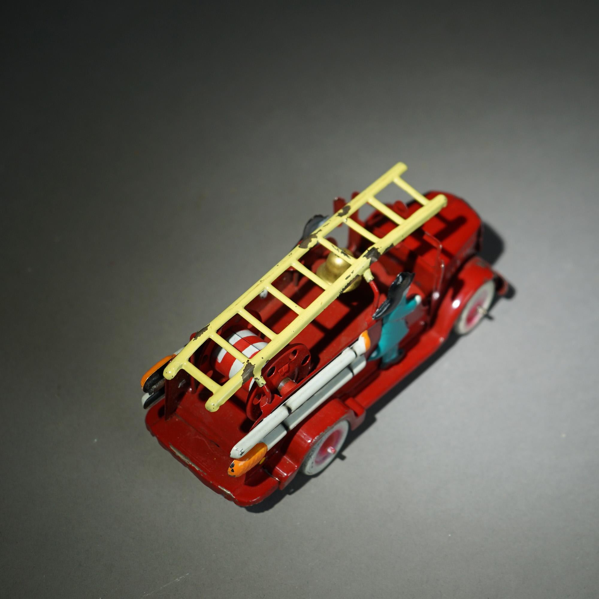 Japanese Tin Litho Toy Fire Engine In The Original Box Circa 1950 8