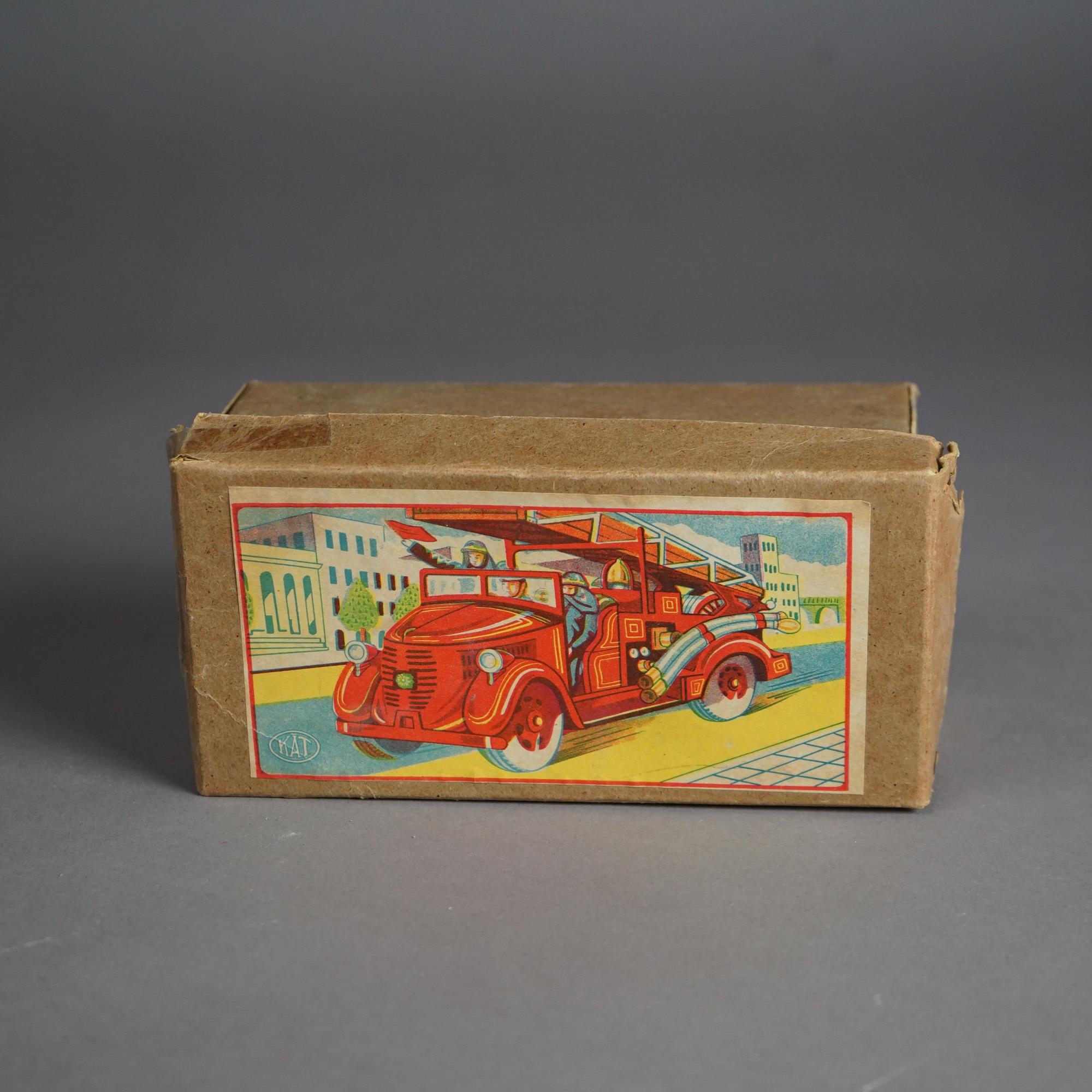 Japanese Tin Litho Toy Fire Engine In The Original Box Circa 1950 3