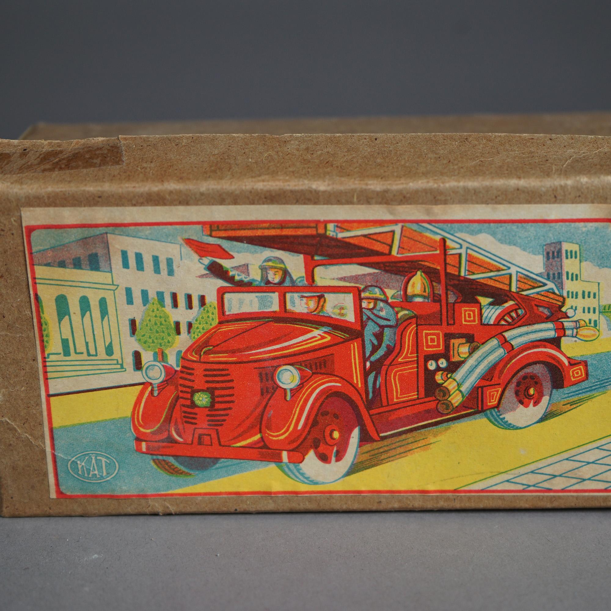Japanese Tin Litho Toy Fire Engine In The Original Box Circa 1950 5