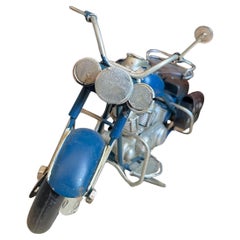 Japanese Tin Plate Toy Blue MotorCycle 1960s