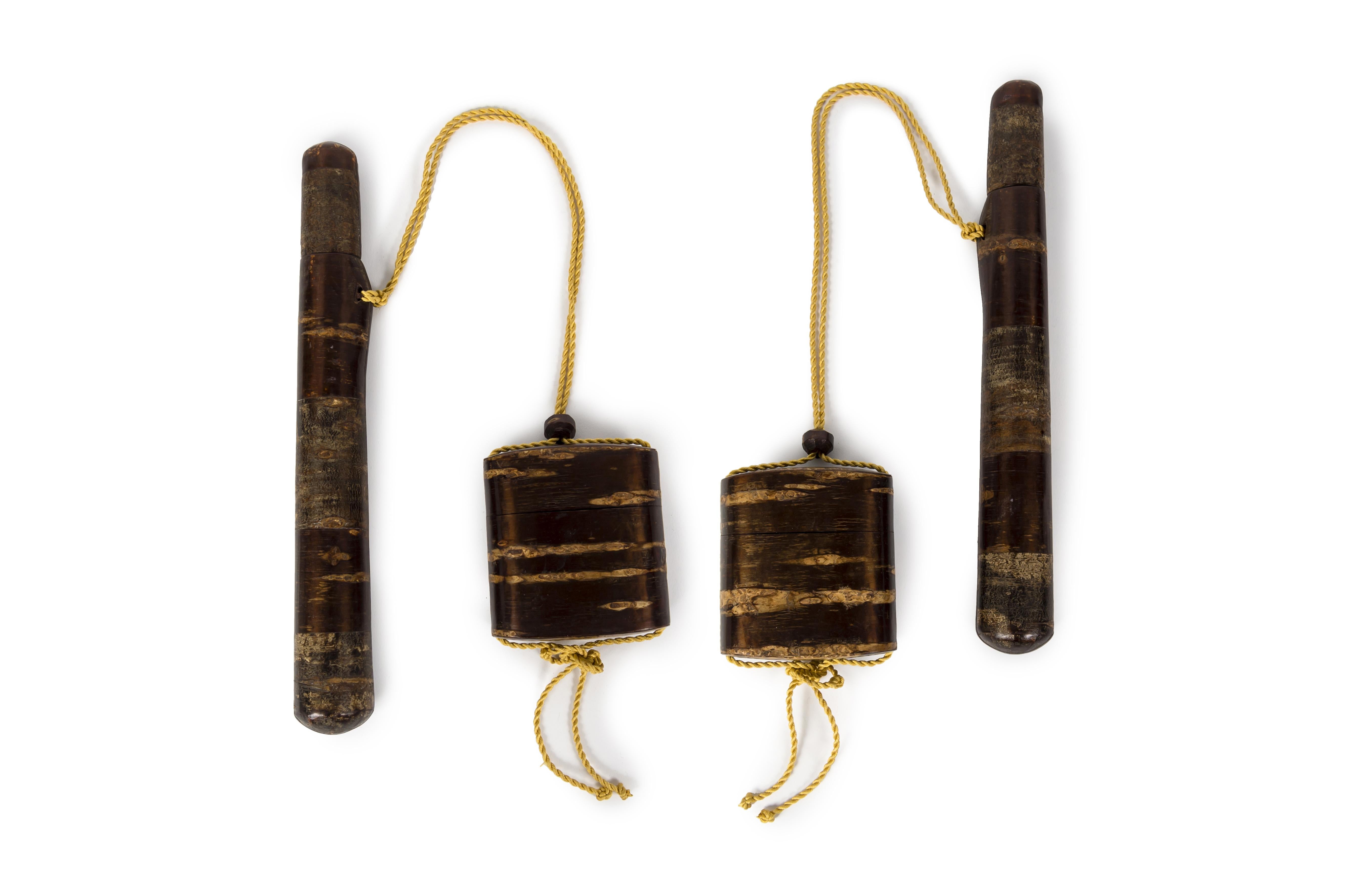 Japonais Tabac japonais en marqueterie d'écorce de cerisier (Kabazaiku) en vente