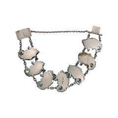Japanese Toshikane Porcelain and Silver Seahorse Bracelet