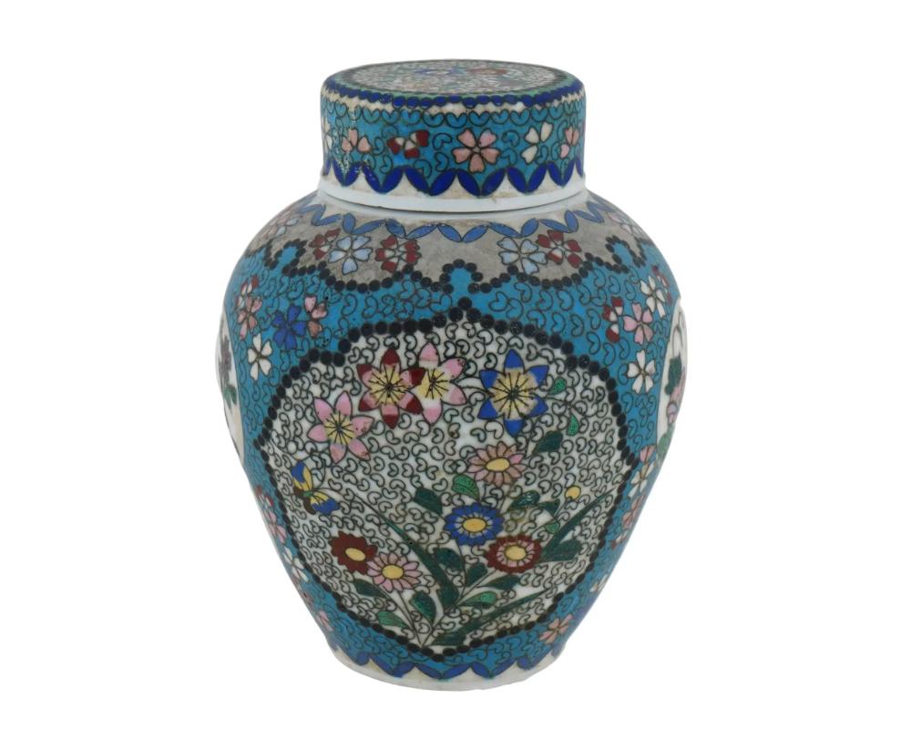 Meiji Japanese Totai Covered Cloisonne Enamel Porcelain Jar For Sale