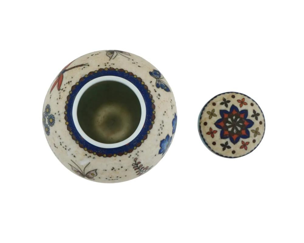 19th Century Japanese Totai Covered Cloisonne Enamel Porcelain Jar For Sale