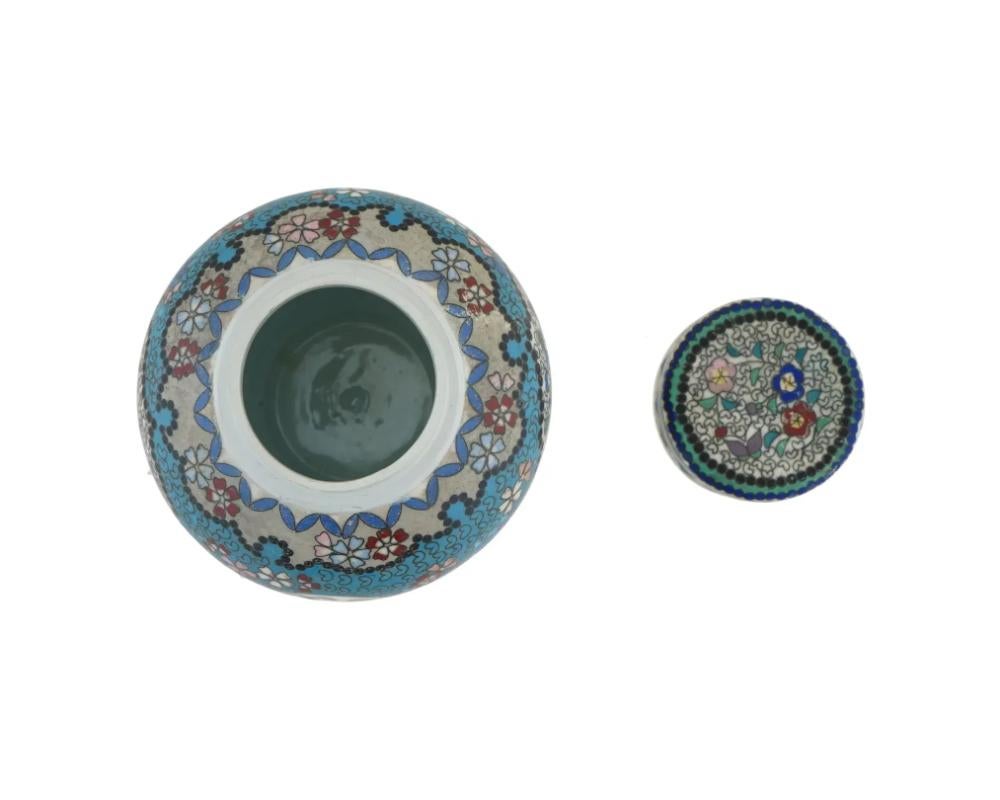 Japanese Totai Covered Cloisonne Enamel Porcelain Jar For Sale 1