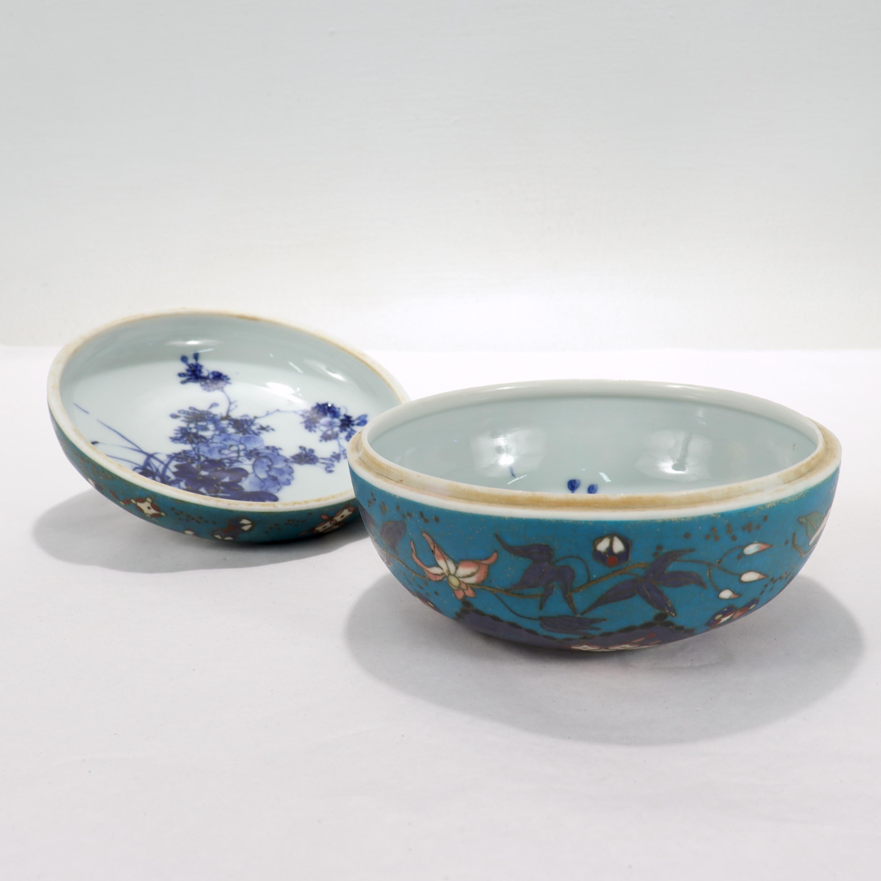 Boîte couverte de porcelaine japonaise Totai Shippo en vente 1