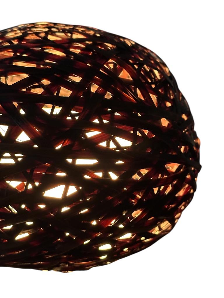 Japanese Touch-Activated Bamboo Sphere Lamp on Lacquered Base (Late 20th Century For Sale 9