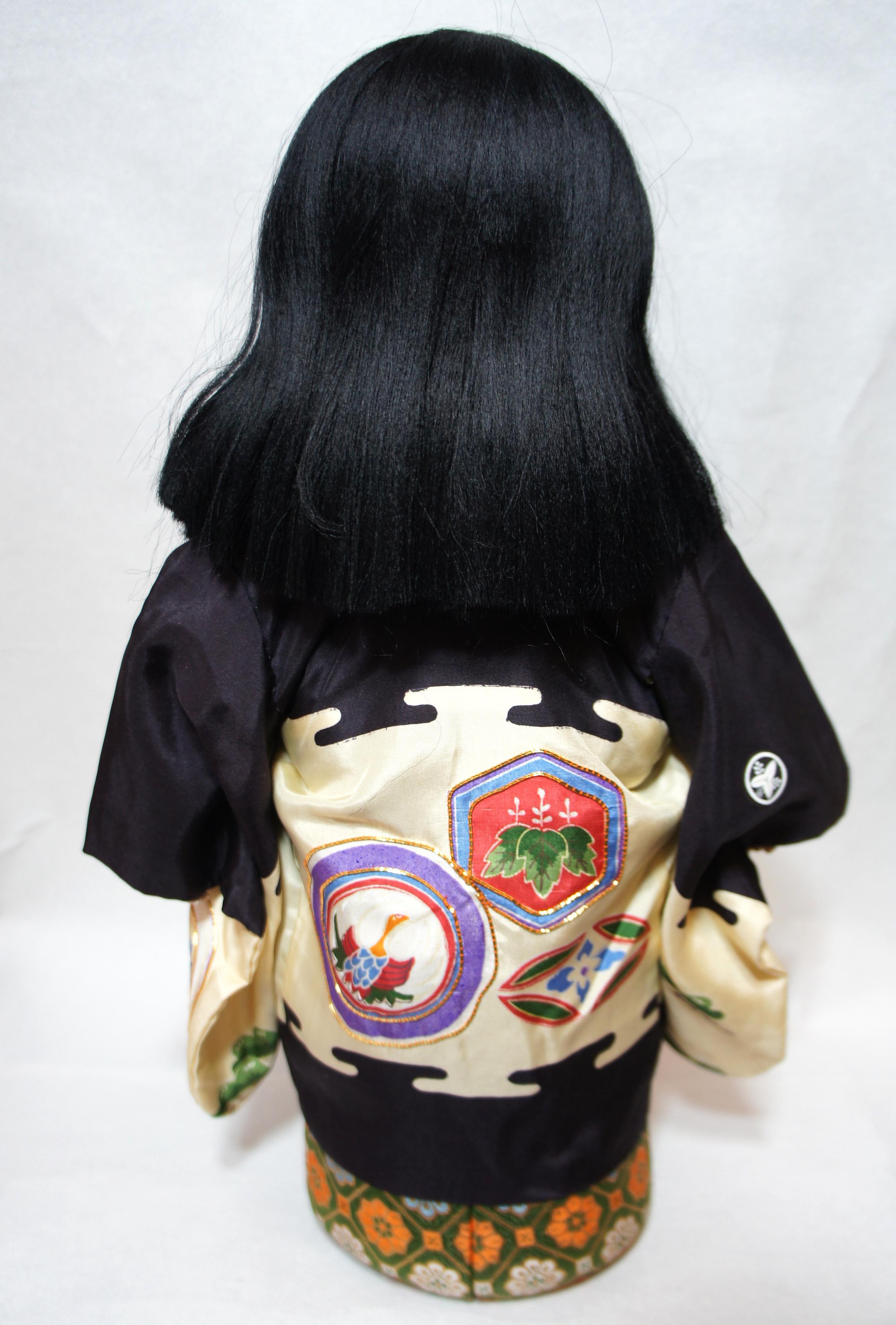 Hand-Carved Japanese Traditional Kimekomi Ichimatsu Boy Doll, 1960s For Sale