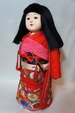 Japanese Traditional Kimekomi Ichimatsu Girl Doll, 1960s