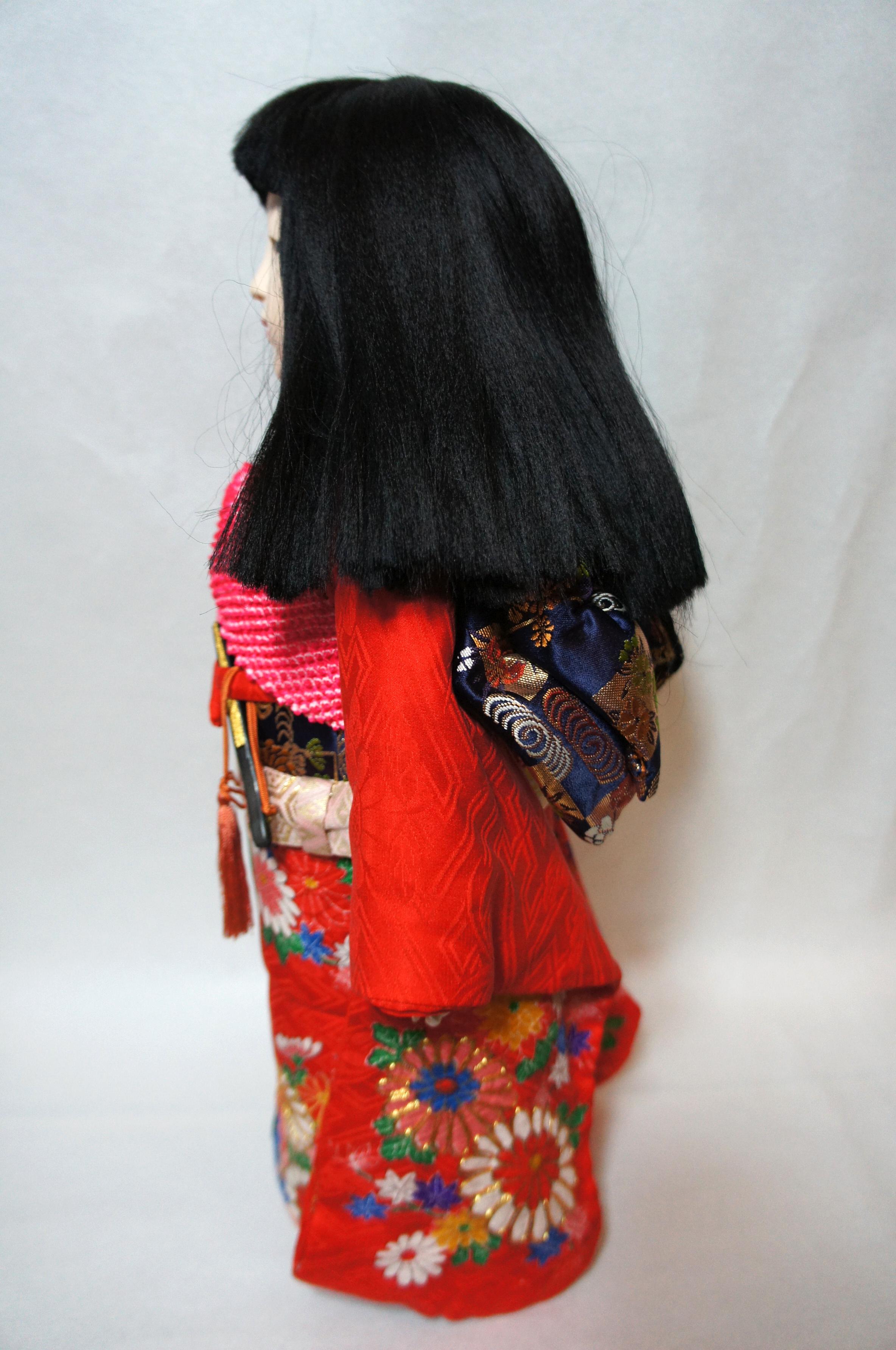 Showa Japanese Traditional Kimekomi Ichimatsu Girl Doll, 1960s For Sale