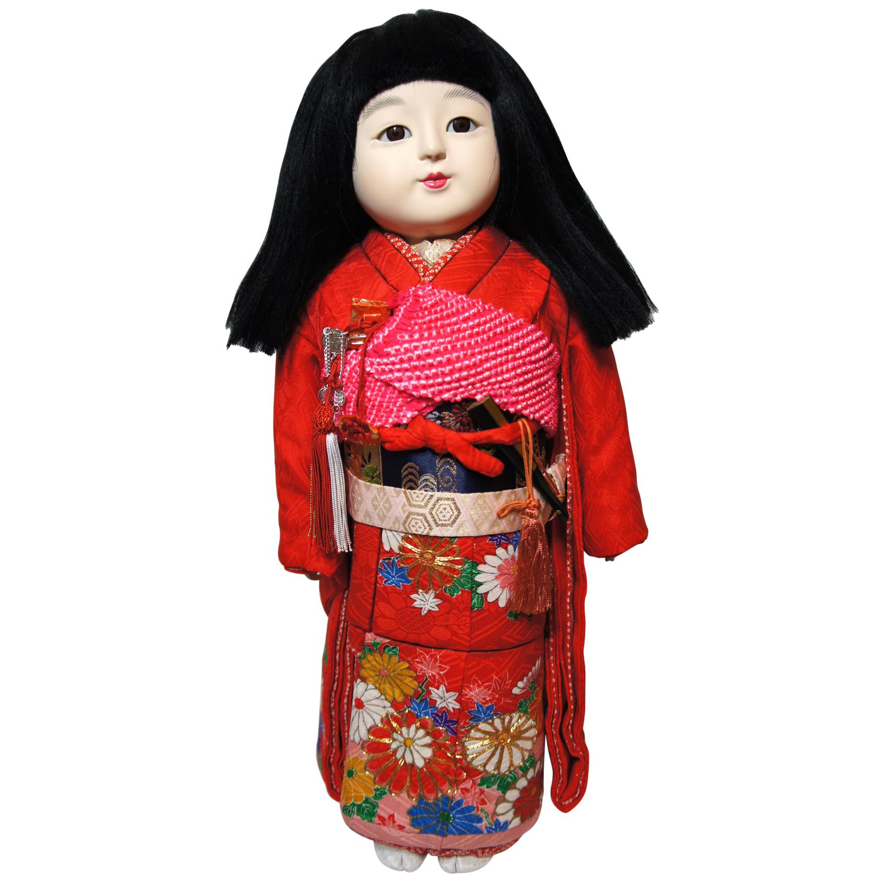 Japanese Traditional Kimekomi Ichimatsu Girl Doll, 1960s For Sale