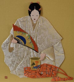 Japanese Contemporary Framed Silk and Brocade Handcrafted Decorative Art