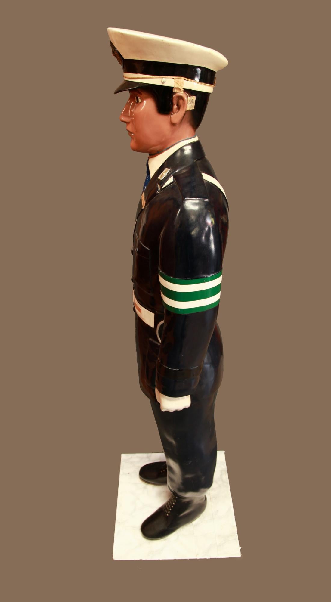 Japanese Traffic Policeman Life-Size Sculpture, Painted Fiberglass, Midcentury 5