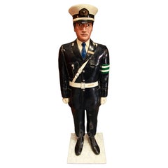 Japanese Traffic Policeman Life-Size Sculpture, Painted Fiberglass, Midcentury