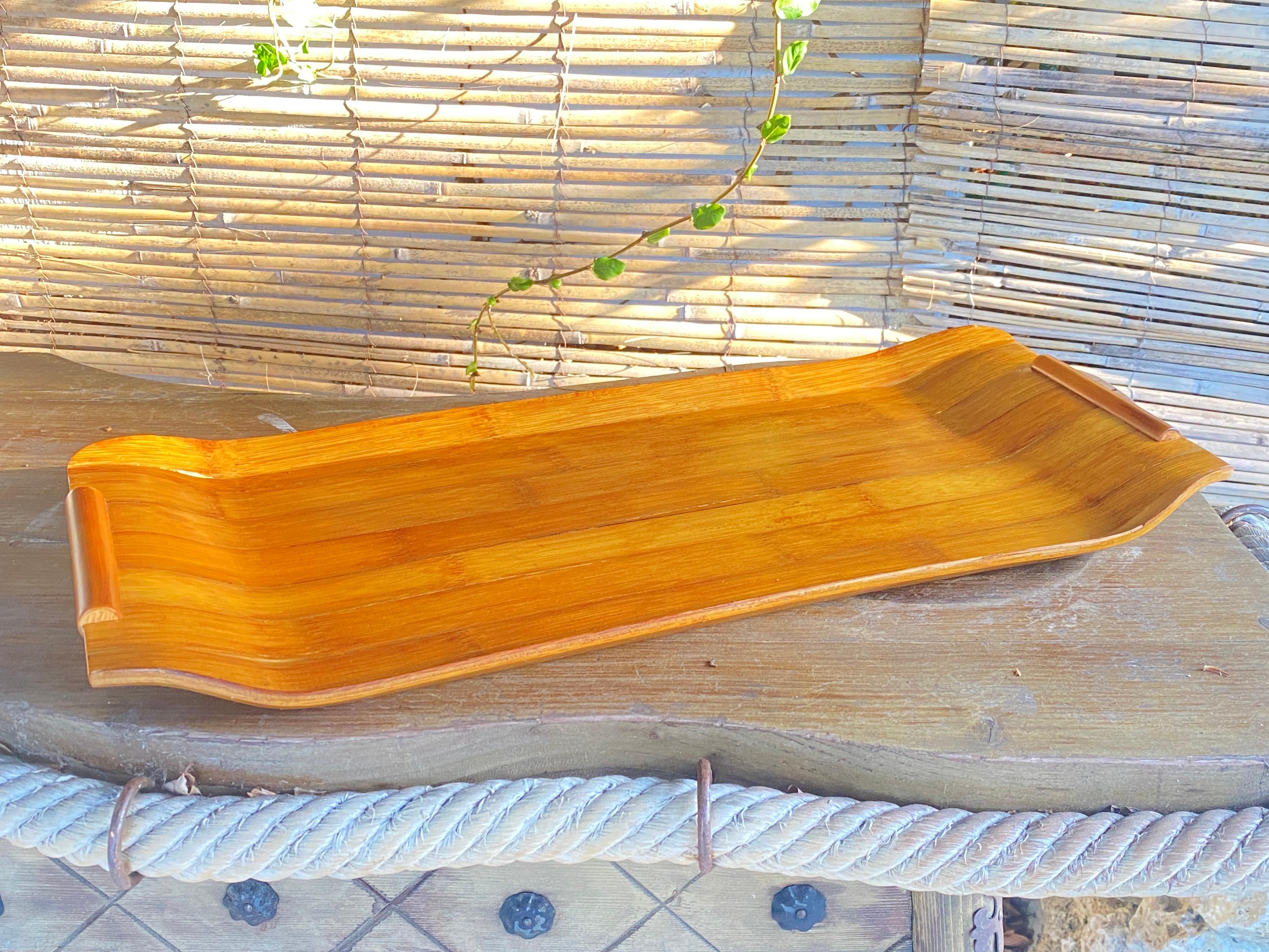 Japanese Tray, in Bamboo, 1970, Brown Color For Sale 1