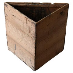 Vintage Japanese Triangular Wooden Old Wooden Box / Trash Can / Planter